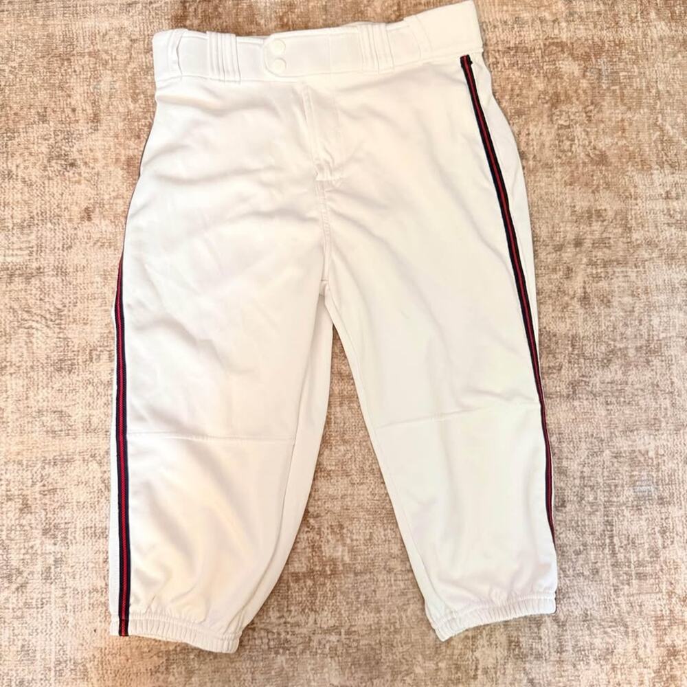 XL Men Rawlings Pro Knickers White Baseball Pants Navy and Red Piping